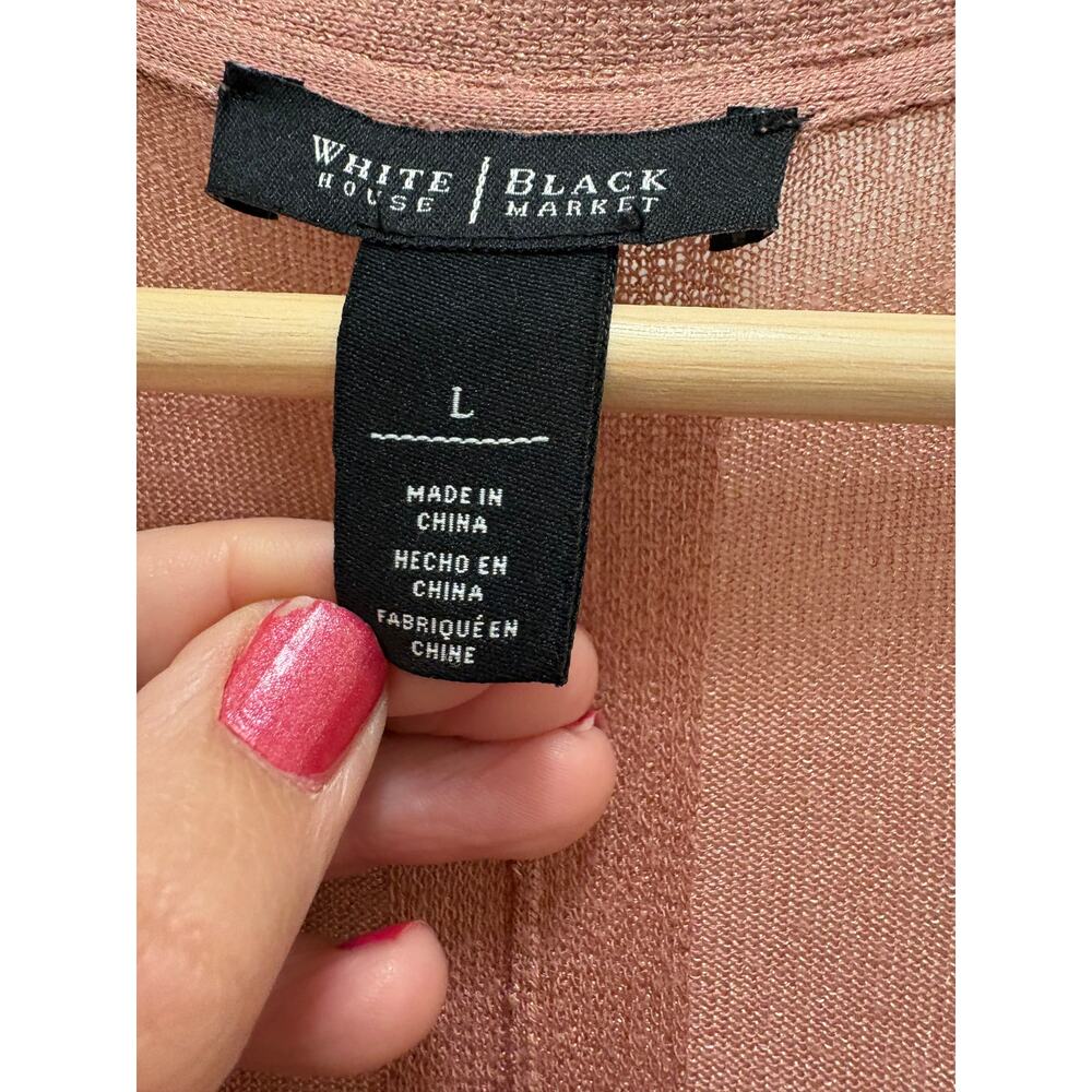 White House Black Market Rose Gold Blush Pink Duster Size L - Picture 3 of 5